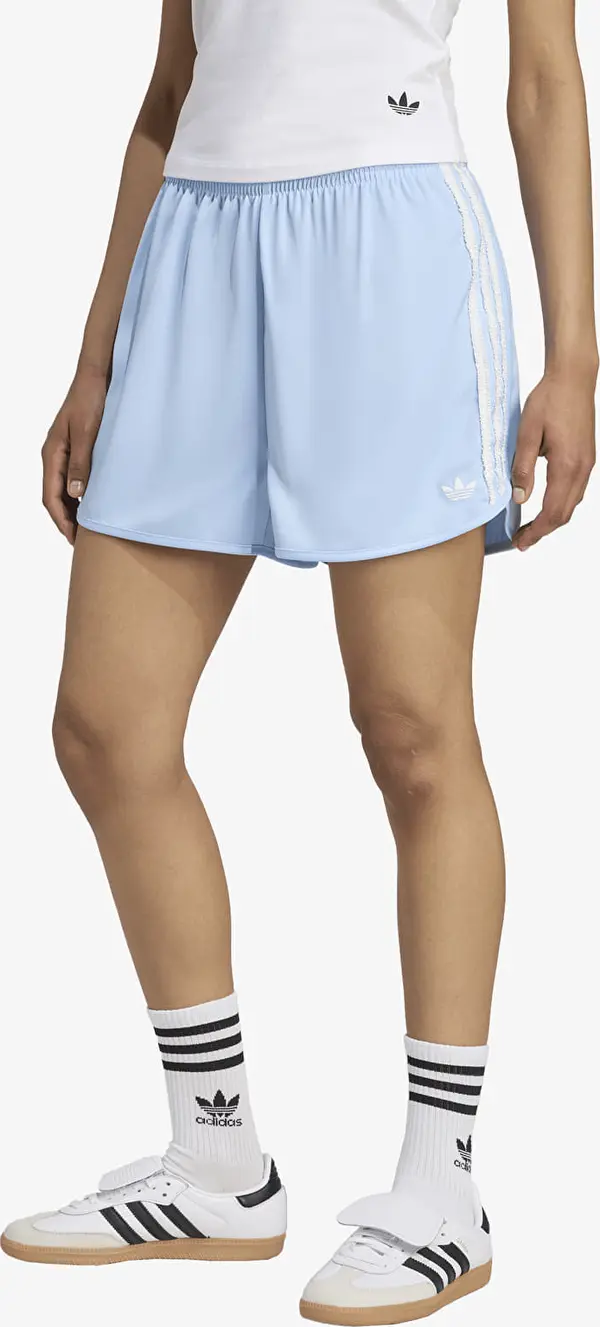 adidas Originals Къси панталони adidas Originals Satin Shorts Ruffle 3-Stripes Clear Sky/ Grey Three M