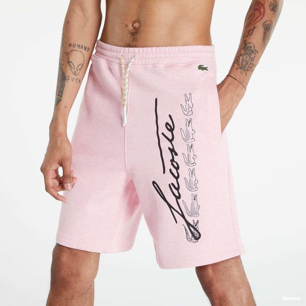 LACOSTE LACOSTE Signature Print Fleece Shorts Pink