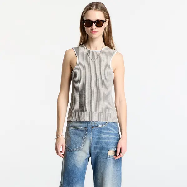 MM6 MM6 Ribbed Knit Sleeveless Top Grey XS