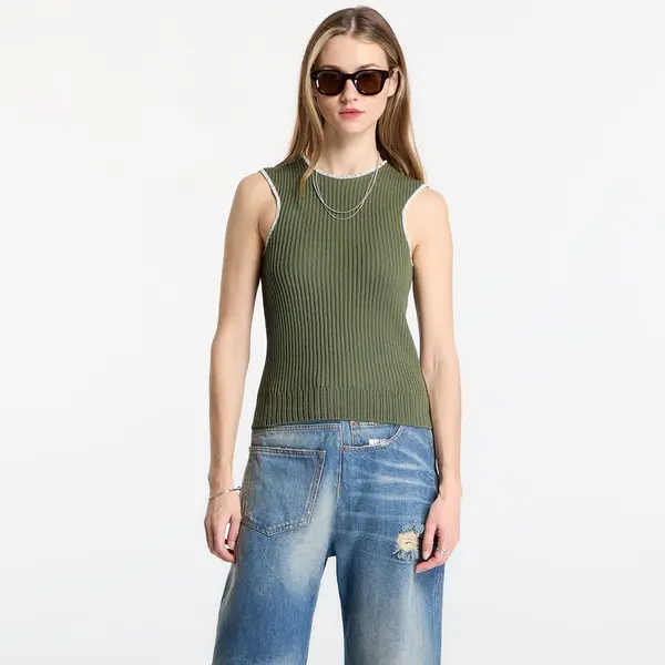 MM6 MM6 Ribbed Knit Sleeveless Top Khaki L