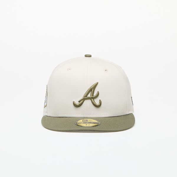 New Era New Era Atlanta Braves MLB White Crown 59FIFTY Fitted Cap Ivory/ New Olive 7 3/8