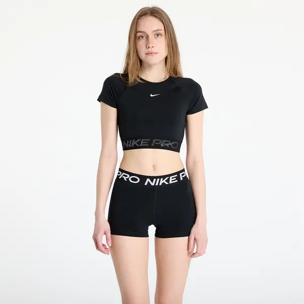 Nike Nike Pro Women's Dri-FIT Short-Sleeve Cropped Graphic Top Black/ Cool Grey/ White L