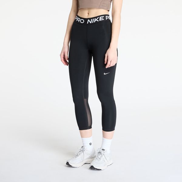 Nike Nike Pro Women's Mid-Rise Crop Mesh-Panel Leggings Black/ White L