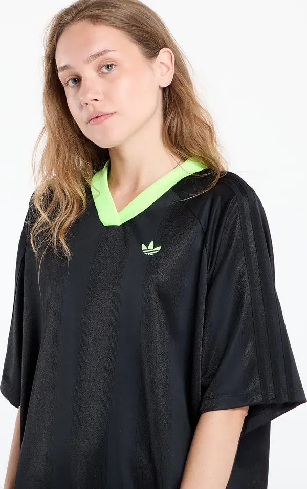 adidas Originals Облекло adidas Adicolor Football Jacquard Oversize Dress Black/ Signal Green S