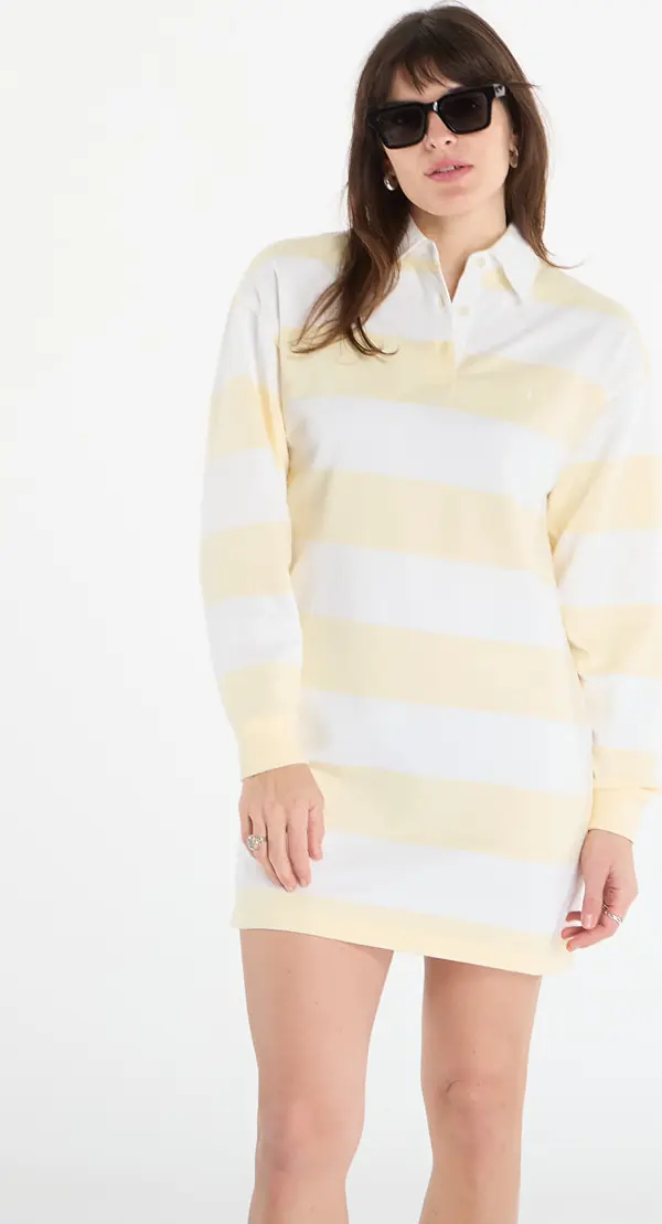 Calvin Klein Облекло Calvin Klein Jeans Ls Varsity Stripe Mini Polo Dres Snow White Stripe L