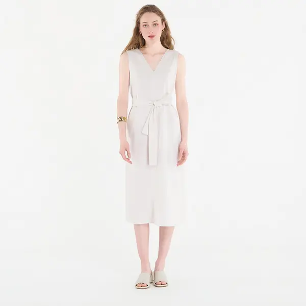Calvin Klein Облекло Calvin Klein Linen V Neck Sleeveless Dress White Sand XS