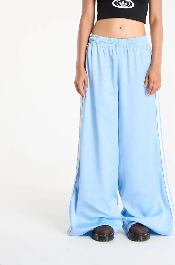adidas Originals Панталони adidas Originals Satin Wide Leg Tracksuit Bottoms Ruffle 3-Stripes Clear Sky L