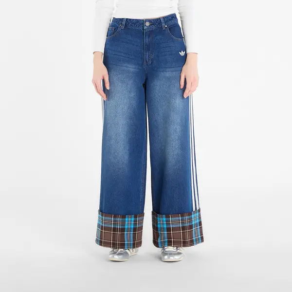 adidas Originals Панталони adidas Vintage Wide Leg Jeans With Checked Seam Indigo Denim/ Multicolor W28/L30