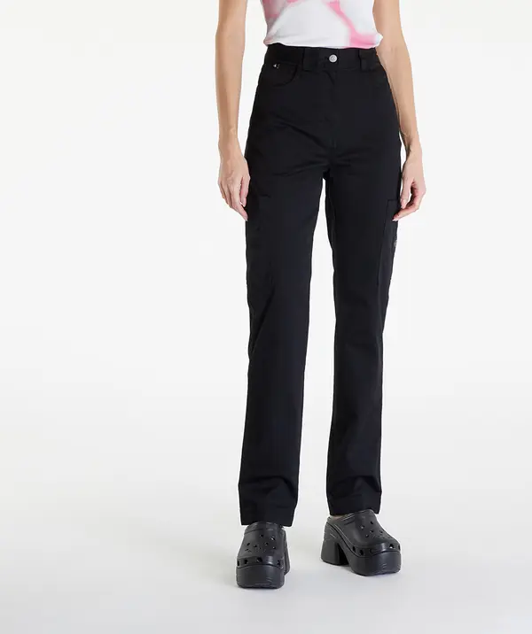 Calvin Klein Панталони Calvin Klein Jeans Woven Label High Rise Straight Pant Black XS