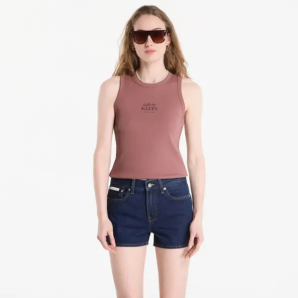 Calvin Klein Потник Calvin Klein Jeans Sl 2X2 Baby Rib Logo Crew Tank Sierra Brown S