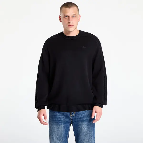 adidas Originals Пуловер adidas Premium Essentials Knit Crewneck Black/ Semi Lucid Fuchsia XL