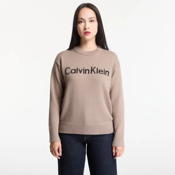 Calvin Klein Пуловер Calvin Klein Jeans Contrast Logo Ls Sweater Shiitake Melange M