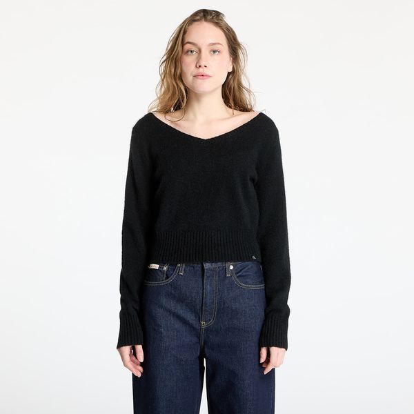 Calvin Klein Пуловер Calvin Klein Jeans Fluffy Yarn V-Neck Sweater Black XS