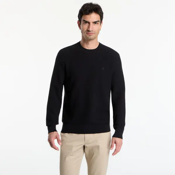 Calvin Klein Пуловер Calvin Klein Ls Textured Cotton Crewneck Sweater Black L