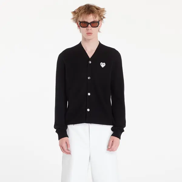Comme des Garçons PLAY Пуловер Comme des Garçons PLAY V-Neck Emblem Knit Cardigan UNISEX Black XL