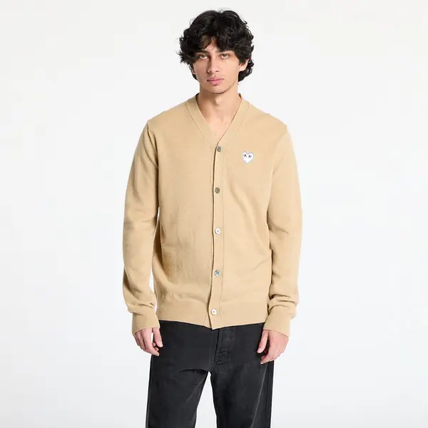 Comme des Garçons PLAY Пуловер Comme des Garçons PLAY White Emblem V-Neck Cardigan Knit UNISEX Light Camel L