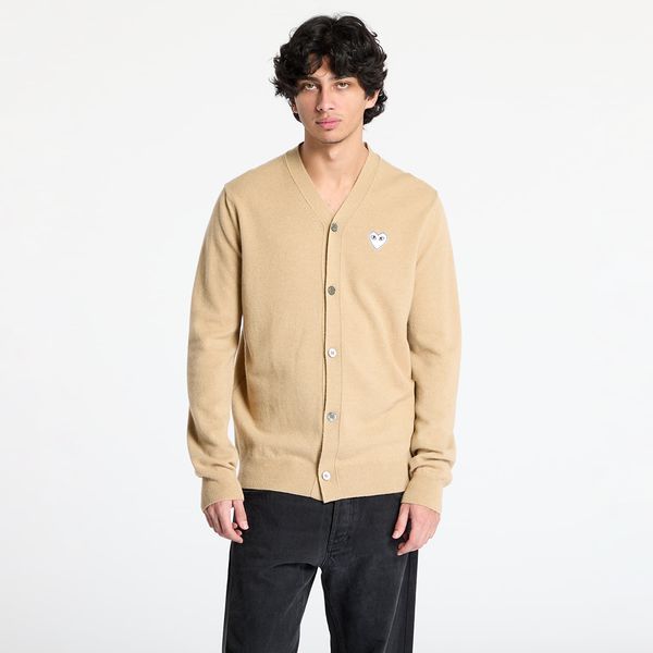 Comme des Garçons PLAY Пуловер Comme des Garçons PLAY White Emblem V-Neck Cardigan Knit UNISEX Light Camel XXL