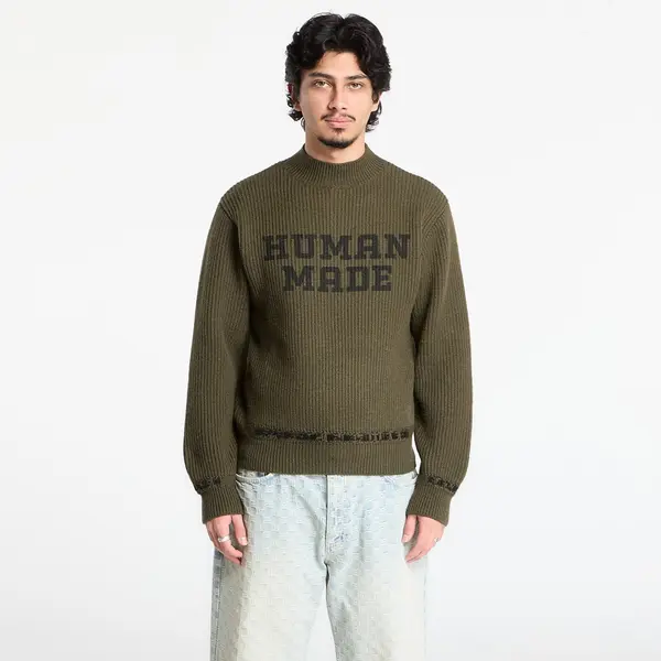 HUMAN MADE Пуловер HUMAN MADE Moc Neck Knit Sweater UNISEX Olive Drab L