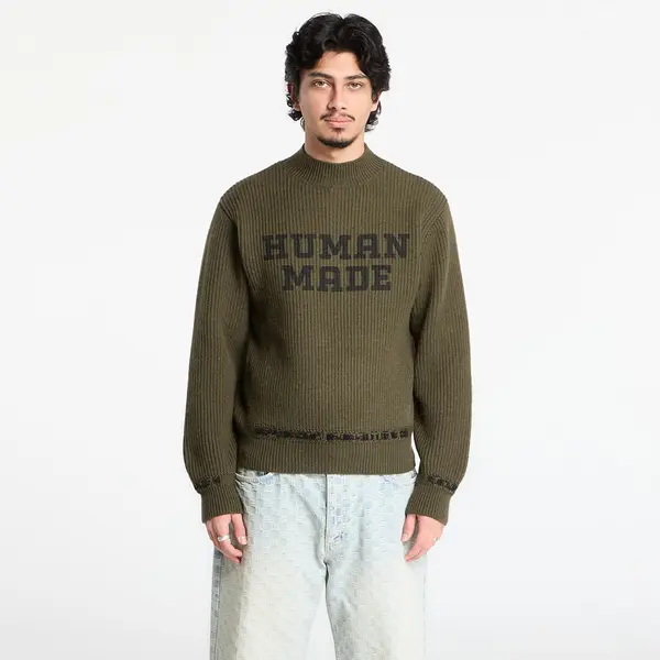 HUMAN MADE Пуловер HUMAN MADE Moc Neck Knit Sweater UNISEX Olive Drab XL