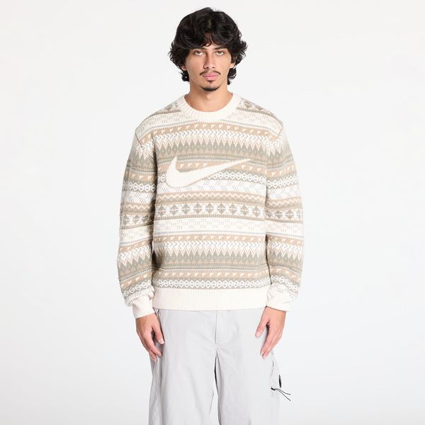 Nike Пуловер Nike Life Fair Isle Swoosh Sweater Light Orewood Brown/ Sail/ Khaki S