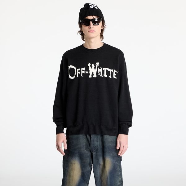 Off-White Пуловер Off-White Off Quote Cot Knit Crewneck Black/ White XL