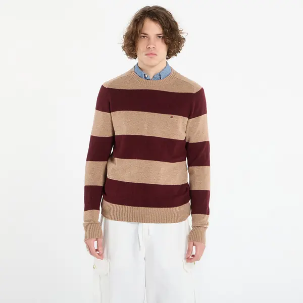 Tommy Hilfiger Пуловер Tommy Hilfiger Lambswool Crew Neck Safari Canvas Heather/ Deep Burgundy Heather M