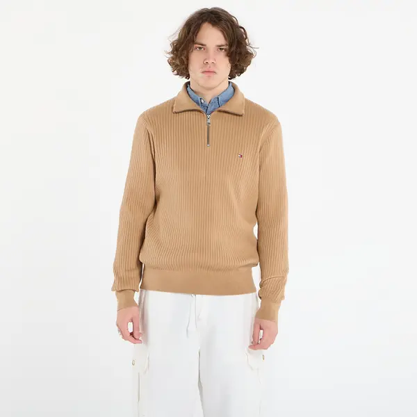 Tommy Hilfiger Пуловер Tommy Hilfiger Pima Cotton Cash Structure Zip Mock Timeless Camel L