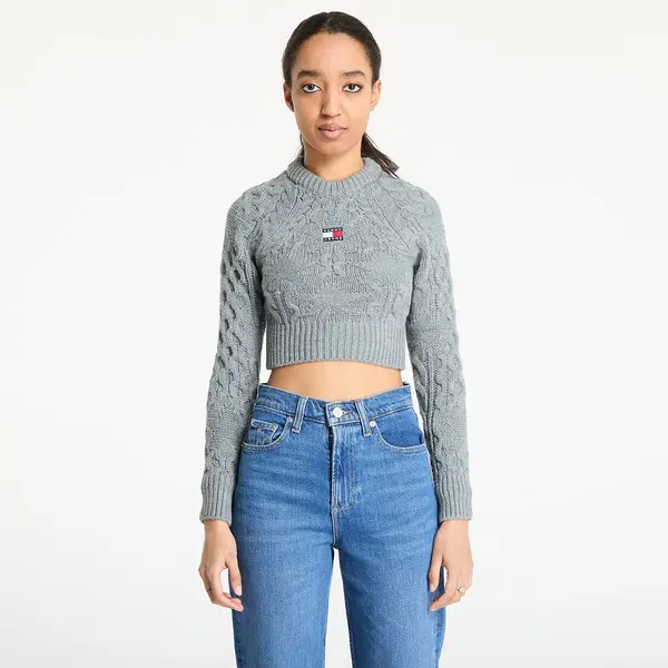 Tommy Hilfiger Пуловер Tommy Jeans Badge Star Cable Sweater Gray S