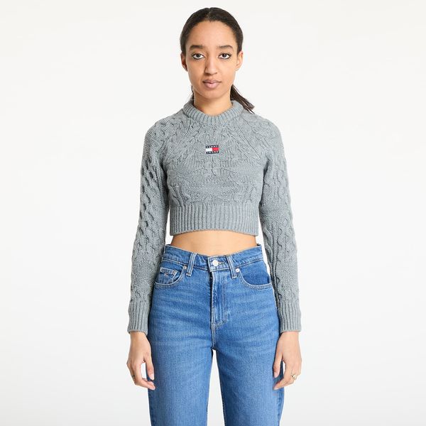 Tommy Hilfiger Пуловер Tommy Jeans Badge Star Cable Sweater Gray XS
