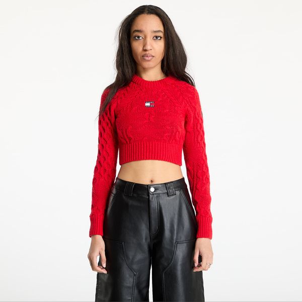 Tommy Hilfiger Пуловер Tommy Jeans Badge Star Cable Sweater Red S