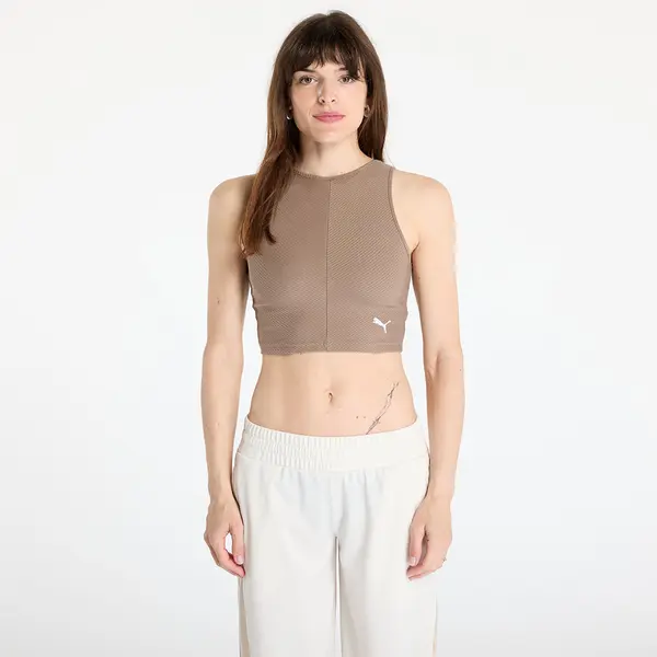 Puma Puma Wardrobe Essentials Ribbed Crop Top Totally Taupe S