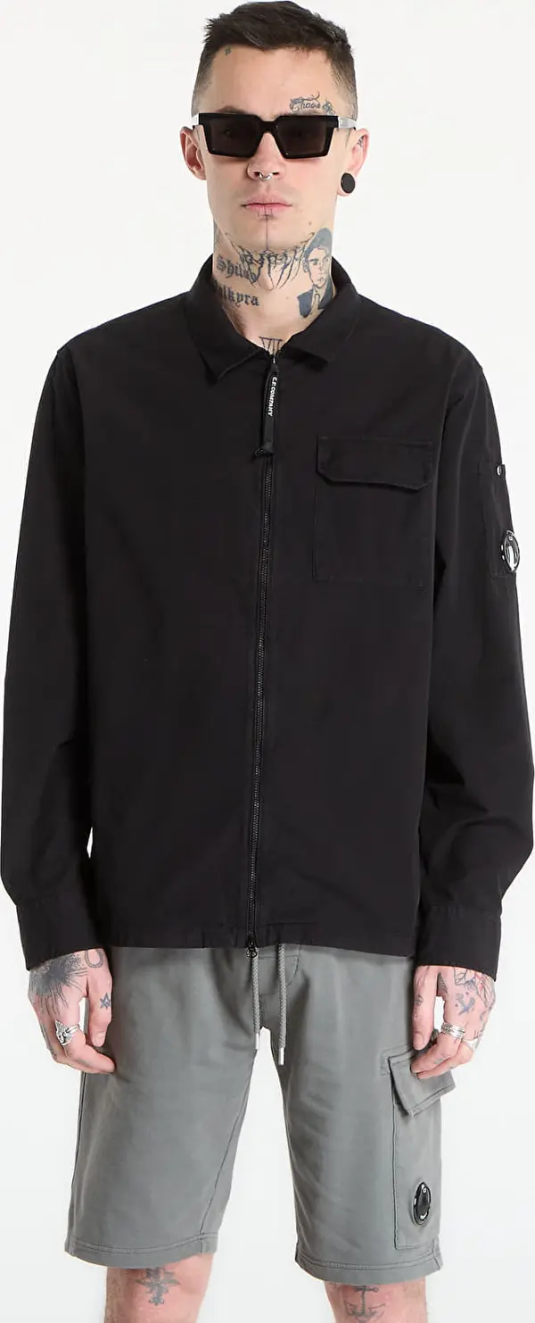 C.P. Company Риза C.P. Company Organic Gabardine Zipped Lens Overshirt Black XXL