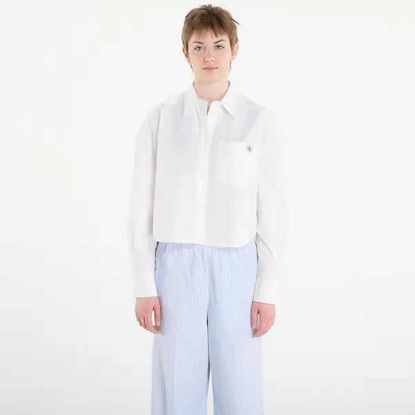Calvin Klein Риза Calvin Klein Jeans Cotton Poplin Cropped Shirt White XS