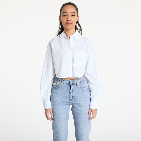 Calvin Klein Риза Calvin Klein Jeans Woven Label Cropped Shirt Blue S