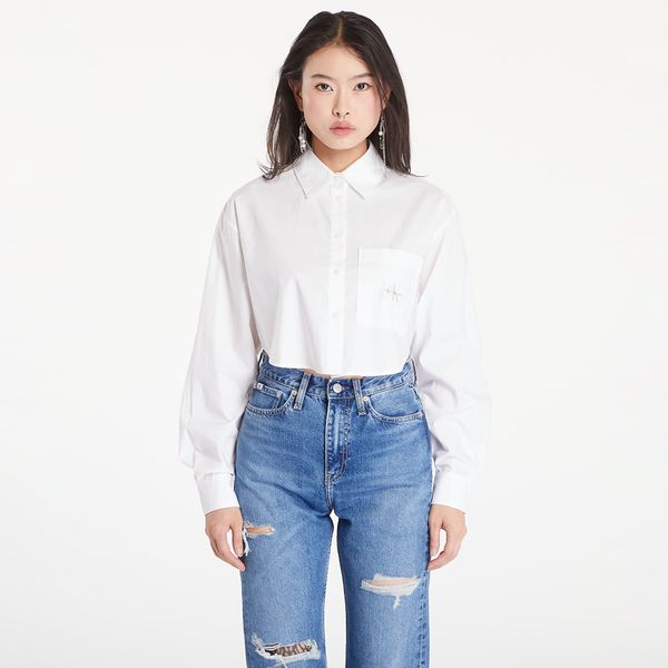 Calvin Klein Риза Calvin Klein Jeans Woven Label Cropped T-Shirt White L