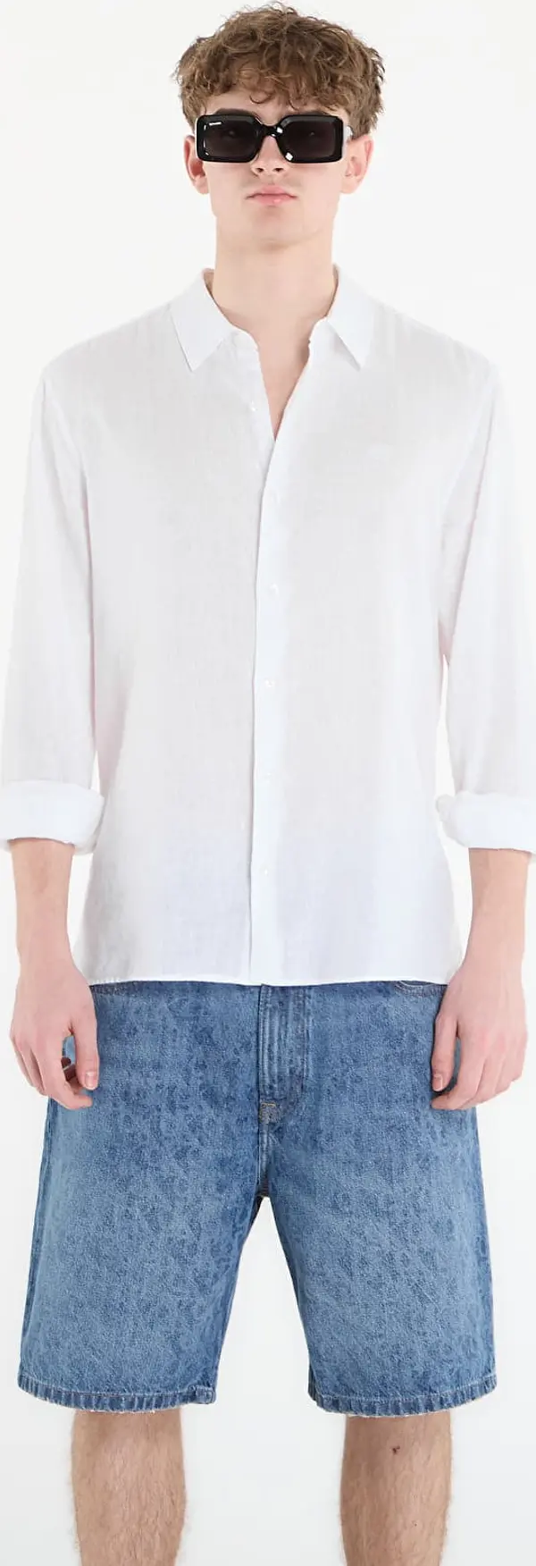Calvin Klein Риза Calvin Klein Ls Solid Linen Classic Shirt White M