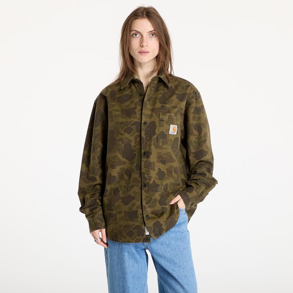 Carhartt WIP Риза Carhartt WIP Long Sleeve Duck Shirt UNISEX Camo Duck/ Green/ Office Green Garment Dyed XS