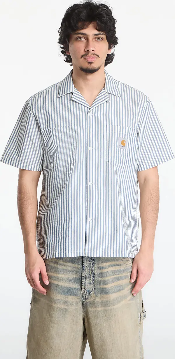 Carhartt WIP Риза Carhartt WIP S/S Leavel Shirt UNISEX Leavel Stripe/ Blue River/ Wax M