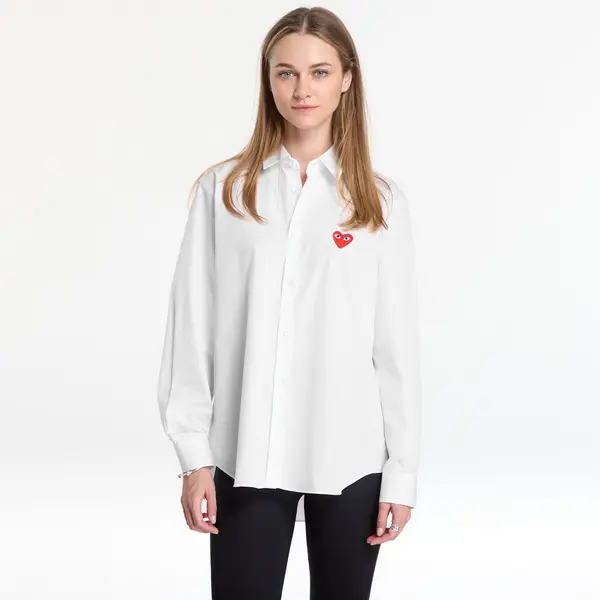 Comme des Garçons PLAY Риза Comme des Garçons PLAY Shirt Red Emblem Woven UNISEX White XL