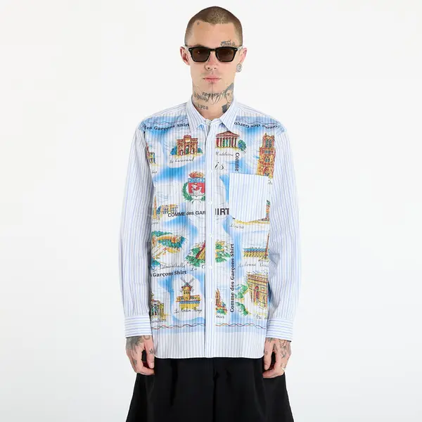 Comme des Garçons SHIRT Риза Comme des Garçons SHIRT Striped Shirt With Graphic Print White S