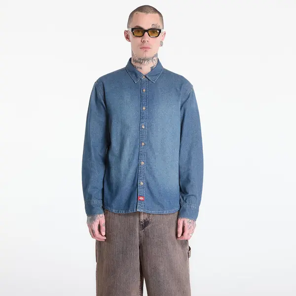 Dickies Риза Dickies Lightweight Denim Shirt Ls Khaki Tntd Blue S