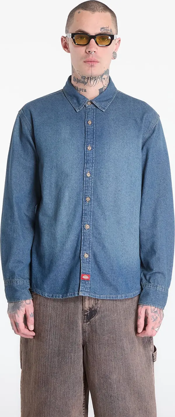 Dickies Риза Dickies Lightweight Denim Shirt Ls Khaki Tntd Blue XL