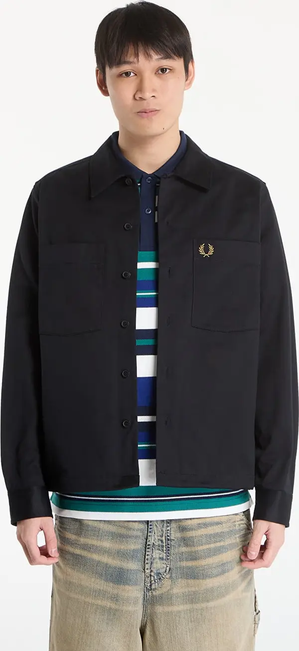FRED PERRY Риза FRED PERRY Twill Overshirt Black XL