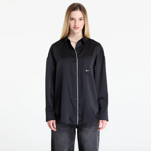 Nike Риза Nike Sportswear Women's Oversized Satin Long-Sleeve Top Black/ Sail M