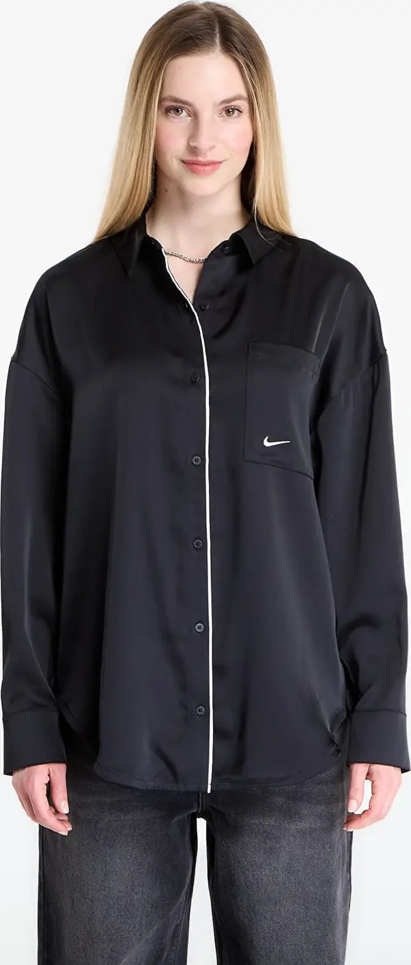 Nike Риза Nike Sportswear Women's Oversized Satin Long-Sleeve Top Black/ Sail XL