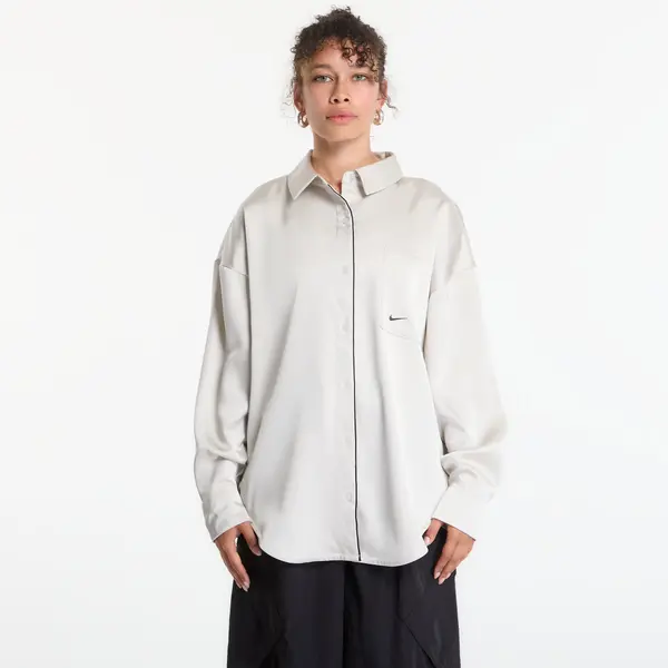 Nike Риза Nike Sportswear Women's Oversized Satin Long-Sleeve Top Light Bone/ Black S