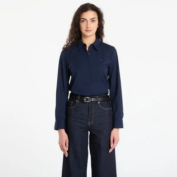 Tommy Hilfiger Риза Tommy Hilfiger Cotton Stretch Regular Ls Shirt Dark Blue L