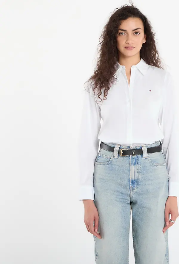 Tommy Hilfiger Риза Tommy Hilfiger Cotton Stretch Regular Ls Shirt Optic White M