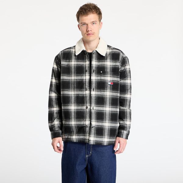 Tommy Hilfiger Риза Tommy Jeans Check Teddy Mix Overshirt Black M