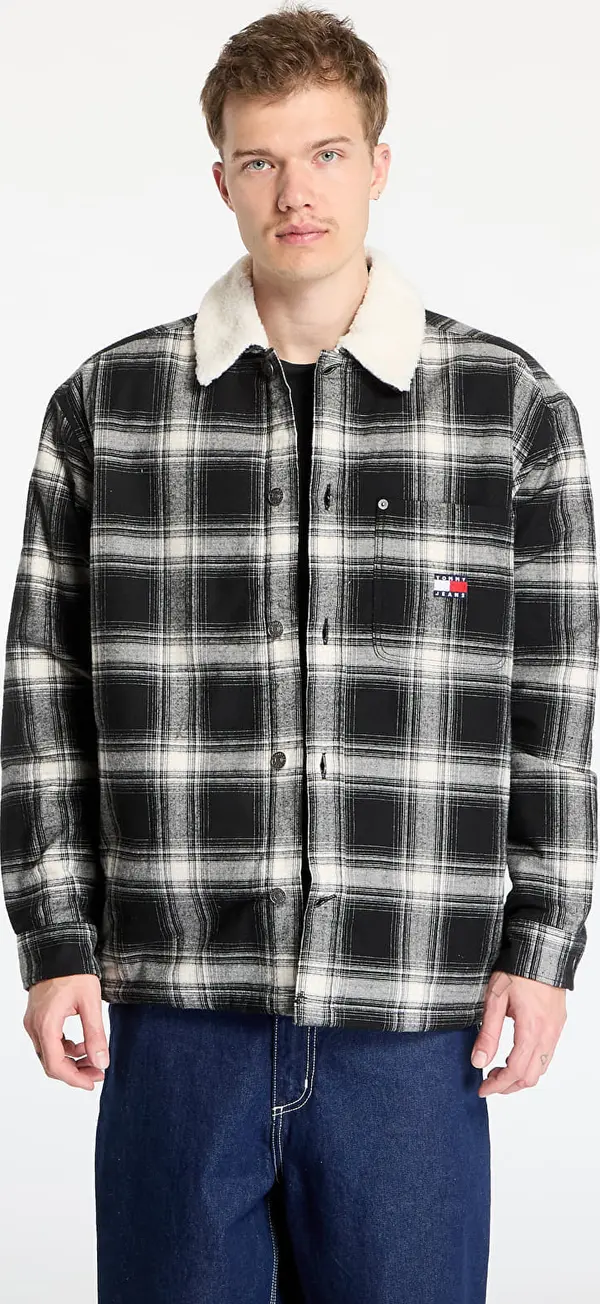Tommy Hilfiger Риза Tommy Jeans Check Teddy Mix Overshirt Black S